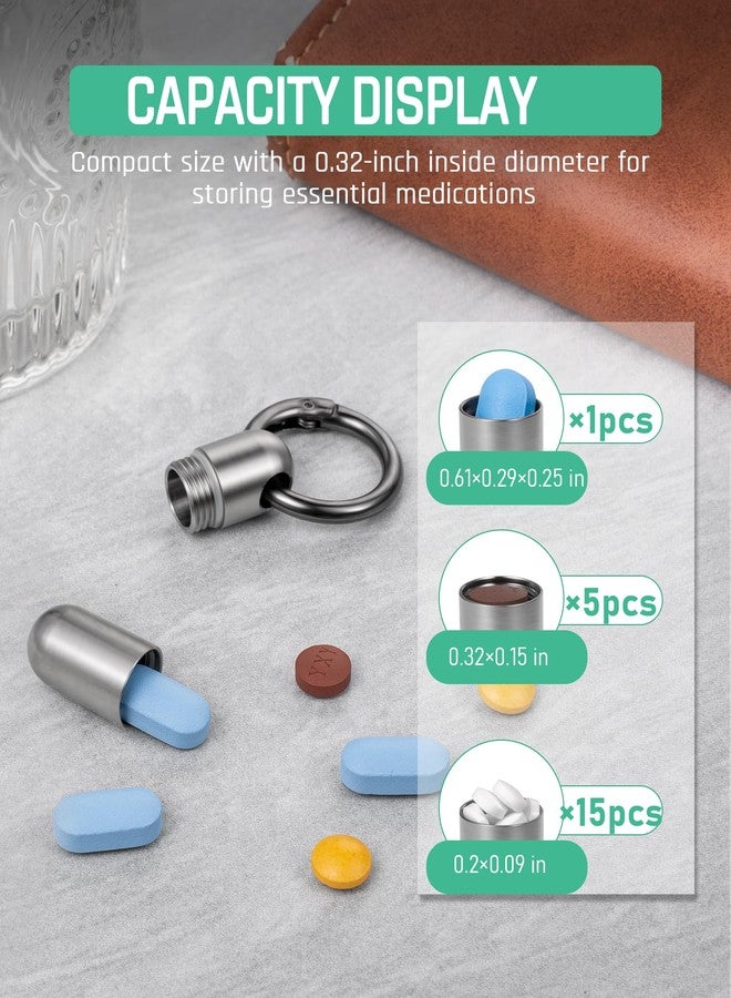 TISUR Micro Keychain Pill Holder, Titanium Pill Case Waterproof Pill Fob for Emergency Aspirin & Nitroglycerin for Travel Purse Pocket - Image 3